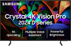 Samsung Crystal 4K Vision Pro 108 Cm (43 Inch) Ultra Hd (4K) Led Smart Tizen Tv With Bright Vision | 4K Upscaling | Multiple Voice Assistance Remote | Purcolor | Hdr 10+ | Auto Game Mode | Q-Symphony | Knox Security(Ua43Due76Aklxl)