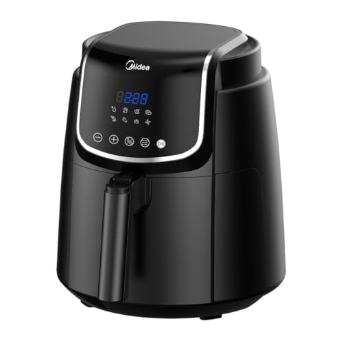 Midea 5L Air Fryer | 1500W Power | Digital Display With 8 Preset Menu Settings | Crisp Frying, Grill, Roast, Steam & Bake | Auto Cut-Off | 90% Less Oil | Non Stick Coating & Crisper Basket