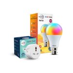 Wipro Smart Home Combo 10Amp Smart Plug & 9 W Smart Wi Fi Led Bulb With Music Sync | Suitable For Bedroom, Hall, Kitchen | Alexa & Google Assistant Enabled | 1 B22 Led Smart Bulb, 1 Smart Plug