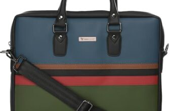 Vaku Luxos® Milan 14 Inch Laptop Bag Leather Collection Messenger Organizer Shoulder Sling Office Bag For Men & Women With Adjustable Strap For Laptop And Macbook Up To 14″ (Blue & Green)