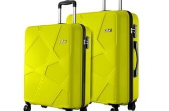 Safari Polypropylene Spinner Pentagon Pro 8 Wheels Set Of 2 (Cabin + Medium) Trolley Bags, Hard Case, 360º Wheeling Luggage For Men & Women, Suitcase For Travel, Green Lime, 65 Cm, 55 Cm