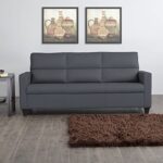 Home Centre Polyester Helios Clary Solid 3 Seater Sofa- Grey