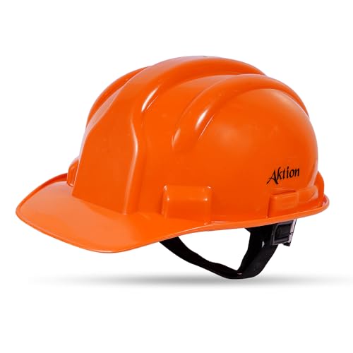 Aktion Ak H02_Wht Safety Helmets Rachet Type, Color: Orange, Pack Of 5, Is 2925:1984