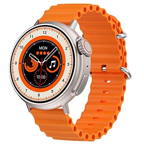 Gizmore Cult 3.86 Cm (1.52) Full Hd | Aod With 700 Nits Brightness|Active Rotating Crown| 10 Days Working Time |360 * 360 Pixels High Resolution|Bt Calling, Zinc Alloy Body (Orange)