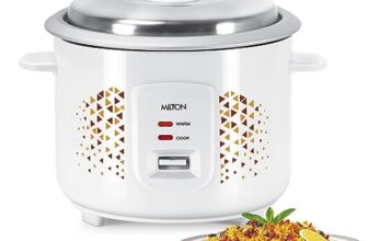 Milton Euroline Excel 1.8 Liter Electric Rice Cooker With Additional Cooking Bowl, 700 Watt | Auto Cook & Keep Warm Function | Steam Vent | Thermostat Precision Control