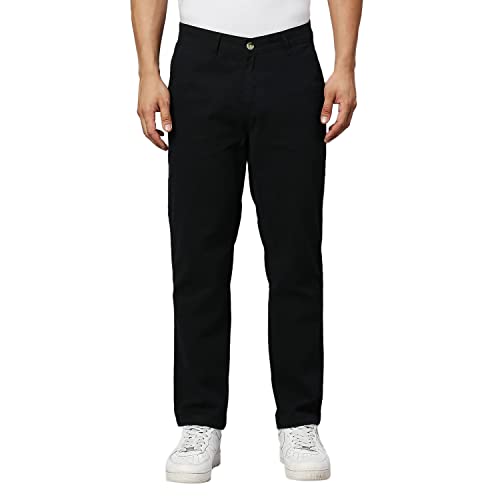 Hammersmith Solid Cotton Mens Slim Fit Casual Trousers (Hscmb012_Darknavy_30)