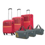 Vip Evolve – S03 Set Of 3 (Cabin+Medium+Large) Trolley Bag, Cm | Combination Lock | 8 Wheels | 7 Year International Warranty | Maroon & Three Grey Duffle Bags