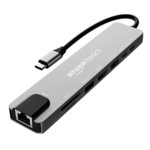 Amazon Basics Usb Type-C Hub Dock, 8-In-1 Hdcp Aluminium Adapter With 4K Hdmi & Ethernet Port,100Mbps, Power Delivery, Tf/Sd Card Reader, Mac & Windows Usb-C & 3.0 Devices