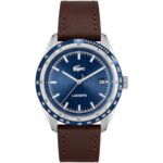 Lacoste Everett Qtz Basic Calendar Navy Round Dial Men’S Watch|Brown Leather Material|Brown Color Band – 2011310