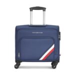 Tommy Hilfiger Roosevelt Polyester Unisex Overnighter – Navy, 44Cm Cabin| 45 Litre Capacity | 1 Compartment | 15 Inch Laptop Padded Sleeve | 360 Degree 4 Wheel Telescopic Handle Trolley Bag