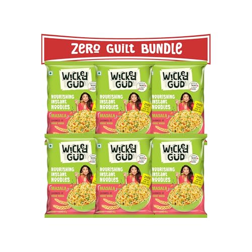 Wickedgud Nourishing Masala Instant Noodles (69 Gm X 6)| Healthy Noodles | No Maida | No Palm Oil | No Added Msg | High Protein | High Fibre | Cholesterol Free