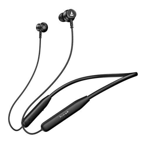 Boat Rockerz 113 (2025 Launch), 40 Hrs Playback, Dual Pair, Fast Charge, Enx Tech, Low Latency, Magnetic Buds, Bluetooth Neckband, Wireless With Mic In Ear Earphones(Active Black)