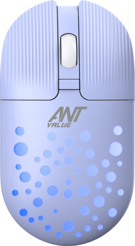 Ant Value Fkapu05 / Silent, Adj. Dpi, Rgb Lights Wireless Ambidextrous Optical Mouse  With Bluetooth(2.4Ghz Wireless, Light Purple)