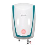 Havells Instanio 10 Litre Storage Water Heater (Geyser) | Color Changing Temp. Sensing Led Indicator | Anti Rust Tank | Warranty: 5 Year On Tank | High Rise Compatible (White Blue)