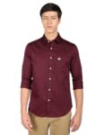 U.S. Polo Assn. Men’S Solid Spread Collar Cotton Tailored Fit Shirt (Usshtr0034_Maroon_S)