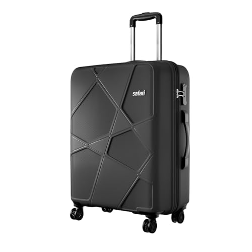 Safari Pentagon Pro 8 Wheels 66Cm Medium Size Checkin Trolley Bag, Hard Case Polypropylene 360º Wheeling Luggage For Men & Women, Travel Bag, Suitcase For Travel, Trolley Bags For Travel, Black