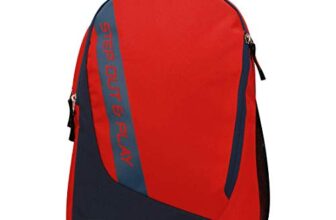 Nivia Side Ribbon School Bag,Faced Water-Proof Lightweighted, Breathable Air Mesh, Highly Durable And Premium Fabric Bag, Bags For Kid(Navy-Red),Capacity-28 Litres