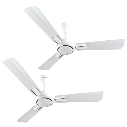 Havells 1200Mm Ambrose Es Ceiling Fan|Premium Finish,Decorative Fan,Elegant Looks,High Air Delivery,Energy Saving,100% Pure Copper Motor|2 Year Warranty By Brand|(4 Stars,Pack Of 2,Nickel Saphire)