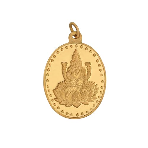 Bangalore Refinery 24K (999) Purity 5Gm Yellow Gold Lakshmi Oval Pendant (Without Hook)