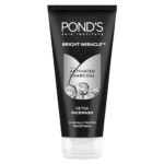 Pond’S Bright Miracle Detox Facewash | 10X Power Of Activated Charcoal| For Deep Cleaned Skin | Reveals Glow, Pollution Clear Face Wash, 200Gm