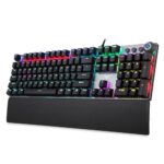 Aula F2058 Mechanical Gaming Keyboard | Clicky Blue Switches, Led Rainbow Backlit, Removable Wrist Rest, Cool Square Keycaps | Full Size Usb Wired Keyboard For Windows|Mac|Pc (Black F2058)
