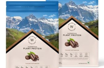 Wellbeing Nutrition Organic Vegan Plant Protein Isolate Powder | 22G Protein, 5G Bcaa European Pea & Brown Rice Protein| Italian Cafe Mocha – 500Gm :Pack Of 2 1000Gm