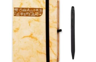 Amazon Basics A5 Dotted Journal Notebook | 240 Pages | Elastic Closure & Ribbon Bookmark | Pen With Stylus Tip For Mobile Use & Stickers | Archival-Quality Paper | Perfect For Bullet Journaling