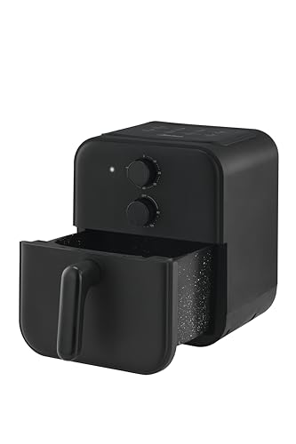 Midea 4.2L Air Fryer | 1600W Power Auto Cut-Off | 90% Less Oil| Crisp Frying, Grill, Roast, Steam & Bake | Teflon Non Stick Coating & Crisper Plate| With Temp & Timer Knob, Black