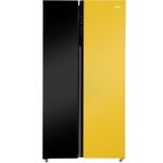 Haier 602L, 3-Star, Vogue 100% Convertible Fridge Space, Expert Inverter 2-Door Side By Side Refrigerator, (Hrs-682Kyg, Black Yellow Glass)