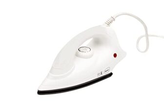 Pigeon 1000 Watts Dry Iron Greblon Dual Non Sick Sole Plate With German Coating Technology | 360 Cord Swivel | Thermal Safety Fuse | White