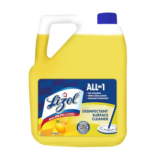 Lizol Disinfectant Surface & Floor Cleaner Liquid, Citrus – 5 Litre | Suitable For All Floor Cleaner Mops | Kills 99.9% Germs| India’S #1 Floor Cleaner