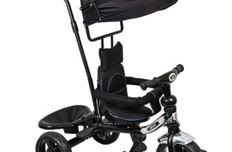 Beybee| Beta Secure Baby Tricycle For Kids With Sun Canopy & Parents Handle And Also With A Storage Basket Back Side | Color Wheels For Boys And Girls For Age 1 To 5 Yrs (Black)
