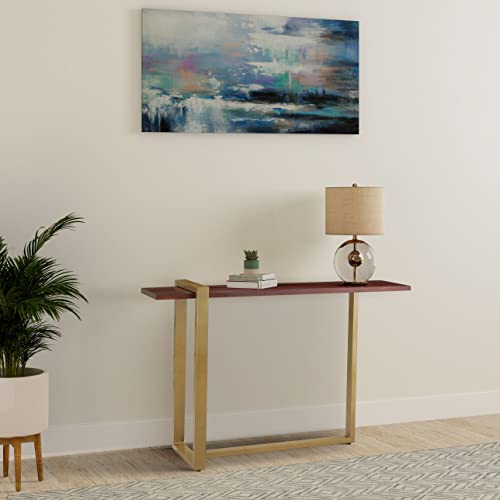 Amazon Brand – Solimo Uffot Console Table With Wooden Top (Solid Mango Wood And Iron, Multicolour)