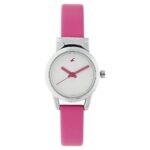 Fastrack Quartz Analog White Dial Leather Strap Watch For Girls-Np6088Sl01