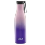 Amazon Brand – Solimo 850Ml Stainless Steel Vacuum Insulated Bottle With Carry-On Strap | Double-Wall Insulation, Leak-Proof, 24 Hours Hot And Cold | For Work, Home, Commute And Travel | Pink & Lilac