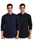 Amazon Brand – Symbol Men’S Regular Fit Full Sleeve Cotton Casual Shirt (Combo Pack Of 2) (Aw-Sy-Mcs-1153_Black_Navy_Medium)