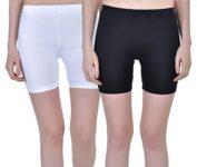 Aimly Women Cotton Gym Shorts Pack Of 2 White Black
