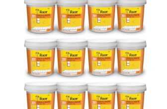 Dr. Fixit 201 Crack X Paste-1Kg, Ready To Use Filler For Internal & External Surface Cracks On Roofs, Walls – Flexible Putty With Excellent Bonding – Pack Of 12, Acrylic
