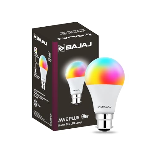 Bajaj 9W Wifi Smart Led Bulb |Bluetooth Enabled B22D |16 Million Colors |4 Star Rated | Energy Efficient | Long Life & 240 Volts | 1 Year – Warranty (Pack Of 1 & Multicolour)