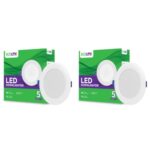 Ecolink Polycarbonate 5W Concealed Jb Ceiling Light|Round Ceiling Led Downlighter For Home & Hall|Cut Out: 3 Inch, Color: Cool Day Light, Pack Of 2