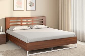 Nilkamal Maple Meta Without Storage | 1 Year Warranty Engineered Wood Queen Bed (Finish Color – Walnut, Delivery Condition – Knock Down)