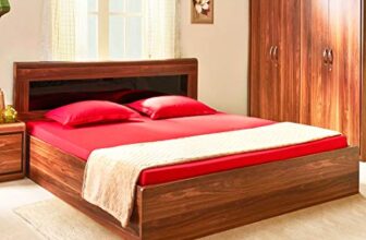 Hometown Archer Engineered Wood Box Storage Queen Size Bed In Walnut Colour