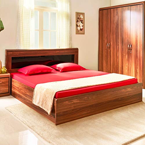 Nilkamal Maple Meta Without Storage | 1 Year Warranty Engineered Wood Queen Bed (Finish Color – Walnut, Delivery Condition – Knock Down)