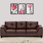 Casastyle – Elizalina 3 Seater Leatherette Sofa Set (Brown)