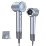 Costar High-Speed Ionic Hair Dryer, 110000 Rpm Brushless Motor, 200 Million Negative Blow Dryer, Low Noise, Thermo-Control Hair Dryer For Women & Men Home And Travel With Magnetic Nozzle (Halo V2, Silver)