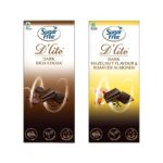 Sugar Free D’Lite Dark Chocolate Combo| Hazelnut & Almonds (80G)| Rich Cocoa (80G)| No Added Sugar | Keto Friendly & Vegan | Gluten Free | Guilt Free Extreme Delight With 50% Cocoa