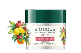 Biotique Fruit Whitening/Brightening Lip Balm | Hydrated And Nourishing Lips| Visibly Lighter Lips | Evens Out Lip Tone | De-Pigmentation Balm |100% Botanical Extracts| All Skin Types | 12G