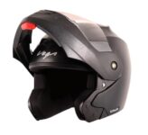 Vega Crux Isi Certified Flip-Up Helmet For Men And Women With Clear Visor(Black, Size:L)