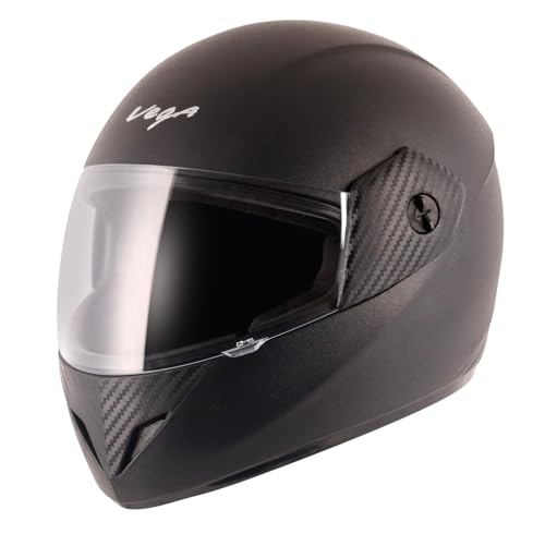 Vega Cliff Isi Certified Lightweight Full Face Gloss Finish Helmet For Men And Women With Clear Visor(Black, Size:M)