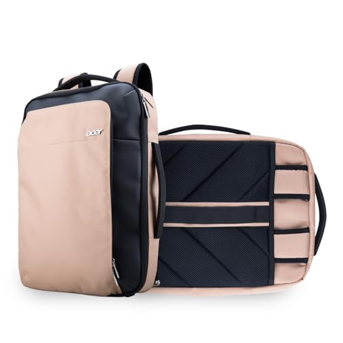 Acer Swift 2-In-1 Convertible 15.6 Inch Backpack | Sleek, Lightweight & Spacious Design | 11.5L Capacity | Convertible Design With Tuckaway & Removable Straps | Premium Metal Accents | (Tan)